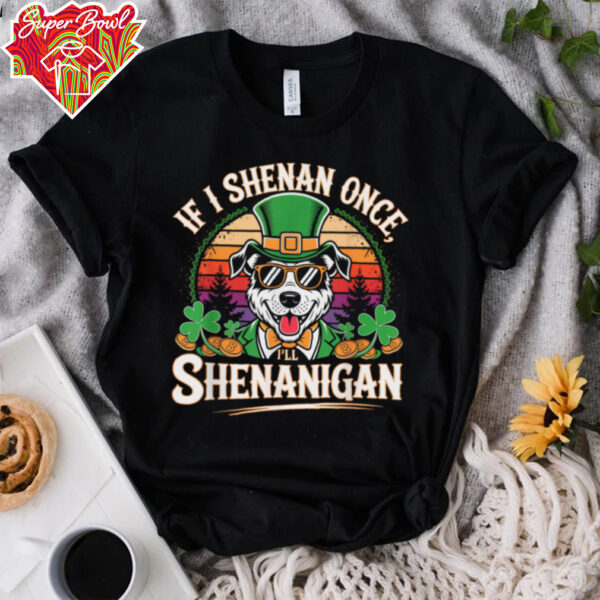 Funny If I Shenan Once I’ll Shenanigan Dog St Patricks T Shirt