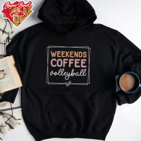 Happy Weekends Coffee Volleyball Cute Retro Mom Life Sayings T Shirt