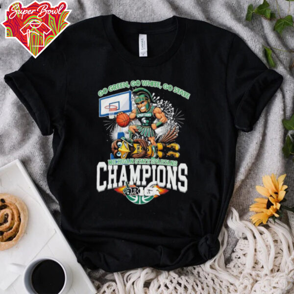 Michigan State Spartans Stomp Iowa Hawkeyes Go Green Go White Go State Big 10 Champions 2025 Mascot T shirts