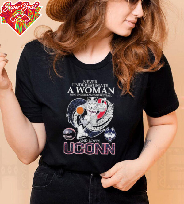 Never Underestimate A Nurse Who Understands Basketball And Loves Uconn Huskies Mascot Diamond Heart T shirts