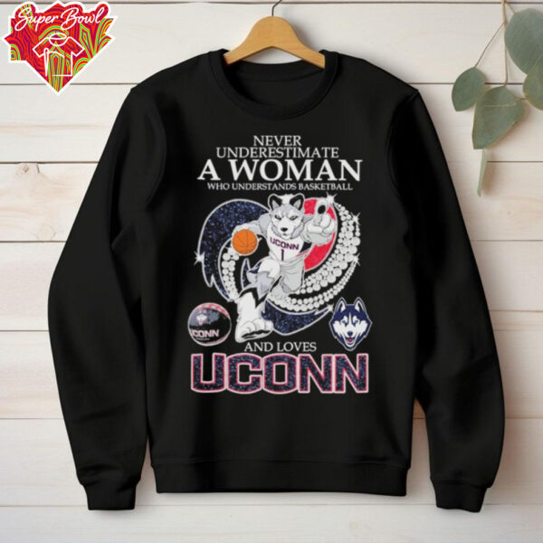 Never Underestimate A Nurse Who Understands Basketball And Loves Uconn Huskies Mascot Diamond Heart T shirts