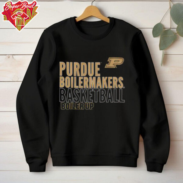 Official Purdue Boilermakers Basketball Boiler Up Text Logo T Shirt