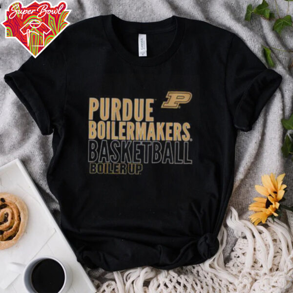 Official Purdue Boilermakers Basketball Boiler Up Text Logo T Shirt