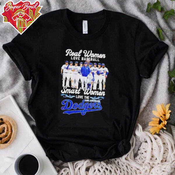 Real women love baseball smart women love Los Angeles Dodgers player signatures shirt