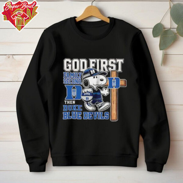 Snoopy God first family second then Duke Blue Devils shirt