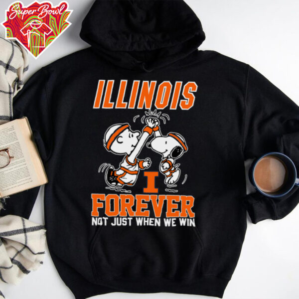 Snoopy High Five Charlie Brown Illinois Fighting Illini Basketball Forever Not Just When We Win Shirt Black