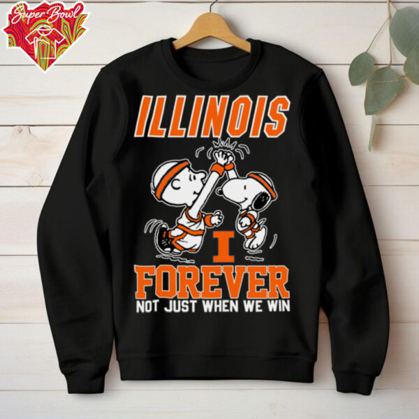 Snoopy High Five Charlie Brown Illinois Fighting Illini Basketball Forever Not Just When We Win Shirt Black