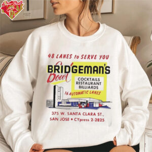 Bridgeman’s Bowl 48 lanes to serve you cocktails restaurant billiards shirt