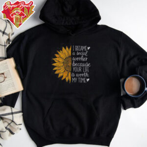 Top Social Worker Sunflower Caseworker Social Work Month T Shirt Recovered