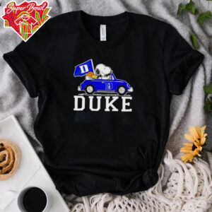 Snoopy and Woodstock driving Duke Blue Devils basketball shirt