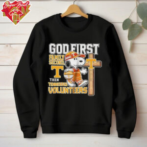 Snoopy God first family second then Tennessee Volunteers shirt