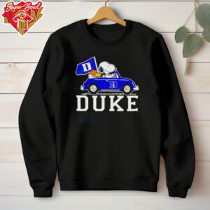 Snoopy and Woodstock driving Duke Blue Devils basketball shirt