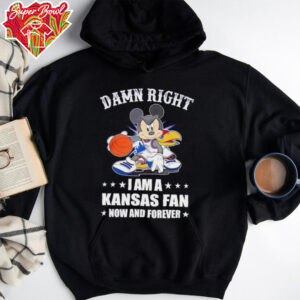 Mickey mouse damn right I am a Kansas basketball fan now and forever T shirt