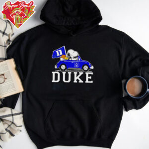 Snoopy and Woodstock driving Duke Blue Devils basketball shirt