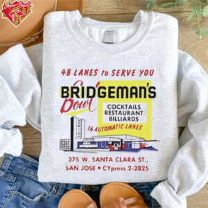 Bridgeman’s Bowl 48 lanes to serve you cocktails restaurant billiards shirt